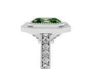 Asscher Cut Vintage Milgrain Halo Engagement Ring Setting for a Fancy Green Lab-Grown Diamond | Bezel Head | White Gold