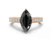 Marquise Vintage Pavé Engagement Ring Setting for a Black Center | Rose Gold