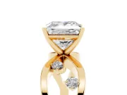 Princess Cut Open Loop Engagement Ring Setting | Scattered Accents | Yellow Gold