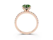 Round Hidden Halo Solitaire Engagement Ring Setting for a Fancy Green Lab-Grown Diamond | Pave Band | Rose Gold