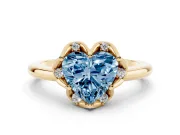 Heart-Shaped Petal Halo Engagement Ring Setting for a Fancy Blue Lab-Grown Diamond | Yellow Gold