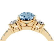 Pear-Shaped Three Stone Engagement Ring Setting for a Fancy Blue Lab-Grown Diamond | Pavé Band | Yellow Gold