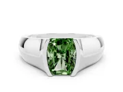 Radiant Cut Half Bezel Engagement Ring Setting for a Fancy Green Lab-Grown Diamond | Wide Band | Sterling Silver