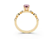 Emerald Cut Ribbon Twist Engagement Ring Setting for a Fancy Pink Lab-Grown Diamond | Accented Shoulders | Yellow Gold