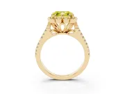 Asscher Cut Floral Halo Engagement Ring Setting for a Fancy Yellow Lab-Grown Diamond | Pavé Split Shank | Yellow Gold