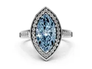 Marquise Rimmed Halo Engagement Ring Setting for a Fancy Blue Lab-Grown Diamond | Sterling Silver