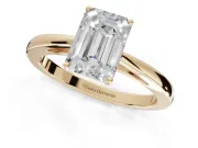 Emerald Cut Cathedral Solitaire Engagement Ring Setting | Open Shoulders | Yellow Gold