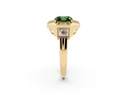 Asscher Cut Milgrain Sectioned Halo Engagement Ring Setting for a Fancy Green Lab-Grown Diamond | Yellow Gold