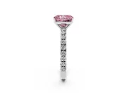 Radiant Cut Pave Solitaire Engagement Ring Setting for a Fancy Pink Lab-Grown Diamond | Shared Prong Band | Platinum