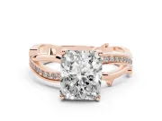 Radiant Cut Twisted Pavé Engagement Ring Setting | Pavé and Plain Strands | Rose Gold