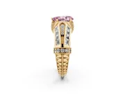 Fancy Pink Pear Cut Diamond Vintage-Inspired Milgrain Ring Set in Yellow gold with Accent Split Shank