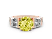 Round Channel Set Baguette Engagement Ring Setting for a Fancy Yellow Lab-Grown Diamond | Rose Gold