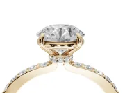 Round Hidden Halo Engagement Ring Setting | Yellow Gold