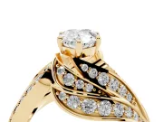 Pear-Shaped Bypass Hidden Halo Engagement Ring Setting | Graduated Pavé | Yellow Gold