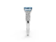 Emerald Cut Multi Row Pave Engagement Ring Setting for a Fancy Blue Lab-Grown Diamond | White Gold