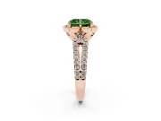 Radiant Cut Floral Halo Engagement Ring Setting for a Fancy Green Lab-Grown Diamond | Pavé Split Shank | Rose Gold