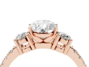 Three-Stone Pear Cut Diamond Pavé Band Ring Set in Rose gold with Prong Setting