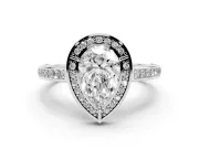 Pear-Shaped Sectioned Halo Engagement Ring Setting | Pavé Gallery and Band | Platinum