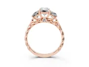 Emerald Cut Diamond Three-Stone Ring Set in Rose gold with Braided Band