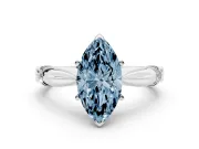 Marquise Floral Engagement Ring Setting for a Fancy Blue Lab-Grown Diamond | Sterling Silver
