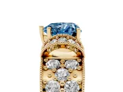 Heart-Shaped Vintage Pave Engagement Ring Setting for a Fancy Blue Lab-Grown Diamond | Milgrain Edges | Yellow Gold