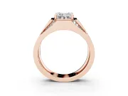 Emerald Cut Men's Graduated Baguette Engagement Ring Setting | Raised Frame Head | Rose Gold