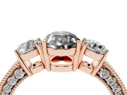 Pear-Shaped Three Stone Engagement Ring Setting for a Black Center | Graduated Pavé Band | Rose Gold
