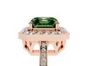 Asscher Cut Halo Engagement Ring Setting for a Fancy Green Lab-Grown Diamond | Polished Halo Rim | Rose Gold