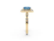 Radiant Cut Halo Engagement Ring Setting for a Fancy Blue Lab-Grown Diamond | Bezel Station Shoulders | Yellow Gold