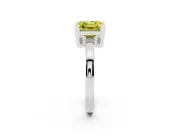 Fancy Yellow Asscher Cut Diamond Solitaire Ring Set in Silver with Prong Head and Smooth Polished Band