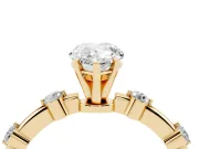 Pear-Shaped Bar Set Engagement Ring Setting | Spaced Side Stones | Yellow Gold