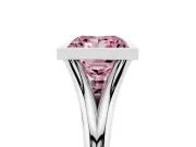 Fancy Pink Bezel Set Princess Cut Diamond Solitaire Ring Set in White gold with Tapered Band