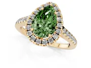 Pear-Shaped Raised Halo Engagement Ring Setting for a Fancy Green Lab-Grown Diamond | Yellow Gold