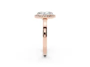 Oval Thin Halo Low Profile Engagement Ring Setting | Slim Plain Band | Rose Gold