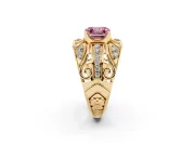 Asscher Cut Art Deco Engagement Ring Setting for a Fancy Pink Lab-Grown Diamond | Yellow Gold