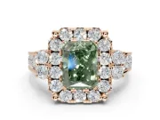 Radiant Cut Halo Engagement Ring Setting for a Fancy Green Lab-Grown Diamond | Graduated Channel Band | Rose Gold