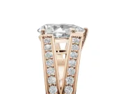 Pear-Shaped Split Shank Pavé Engagement Ring Setting | Engraved Leaf Sides | Rose Gold