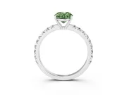 Oval Pave Solitaire Engagement Ring Setting for a Fancy Green Lab-Grown Diamond | Shared Prong Band | White Gold