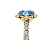 Princess Cut Floral Petal Engagement Ring Setting for a Fancy Blue Lab-Grown Diamond | Petal Accents | Yellow Gold