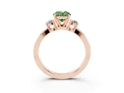 Fancy Green Three-Stone Oval Cut Diamond Twist Band Ring Set in Rose gold with Pavé Accents and Prong Setting