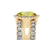 Oval Halo Split Shank Engagement Ring Setting for a Fancy Yellow Lab-Grown Diamond | Yellow Gold