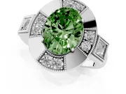 Oval Milgrain Sectioned Halo Engagement Ring Setting for a Fancy Green Lab-Grown Diamond | Platinum