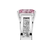 Emerald Cut Channel-Set Engagement Ring Setting for a Fancy Pink Lab-Grown Diamond | Platinum