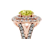 Round Halo Split Shank Engagement Ring Setting for a Fancy Yellow Lab-Grown Diamond | Pavé Strands | Rose Gold