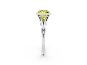 Fancy Yellow Bezel Set Princess Cut Diamond Solitaire Ring Set in Silver with Tapered Band