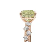 Cushion Cut Graduated Solitaire Engagement Ring Setting for a Fancy Yellow Lab-Grown Diamond | Rose Gold