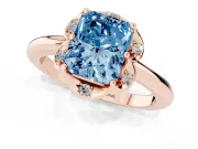 Radiant Cut Petal Halo Engagement Ring Setting for a Fancy Blue Lab-Grown Diamond | Rose Gold