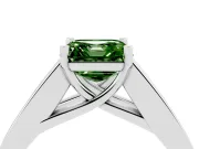 Fancy Green Asscher Cut Diamond Solitaire Ring Set in Platinum with Channel-Set Accent Stones and Prong Setting