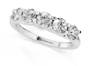 Round Lab-Grown Diamond Five-Stone Wedding Band | Square-Top Prongs | Sterling Silver
