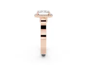 Radiant Cut Halo Engagement Ring Setting | Pavé Panel Shoulders | Rose Gold
